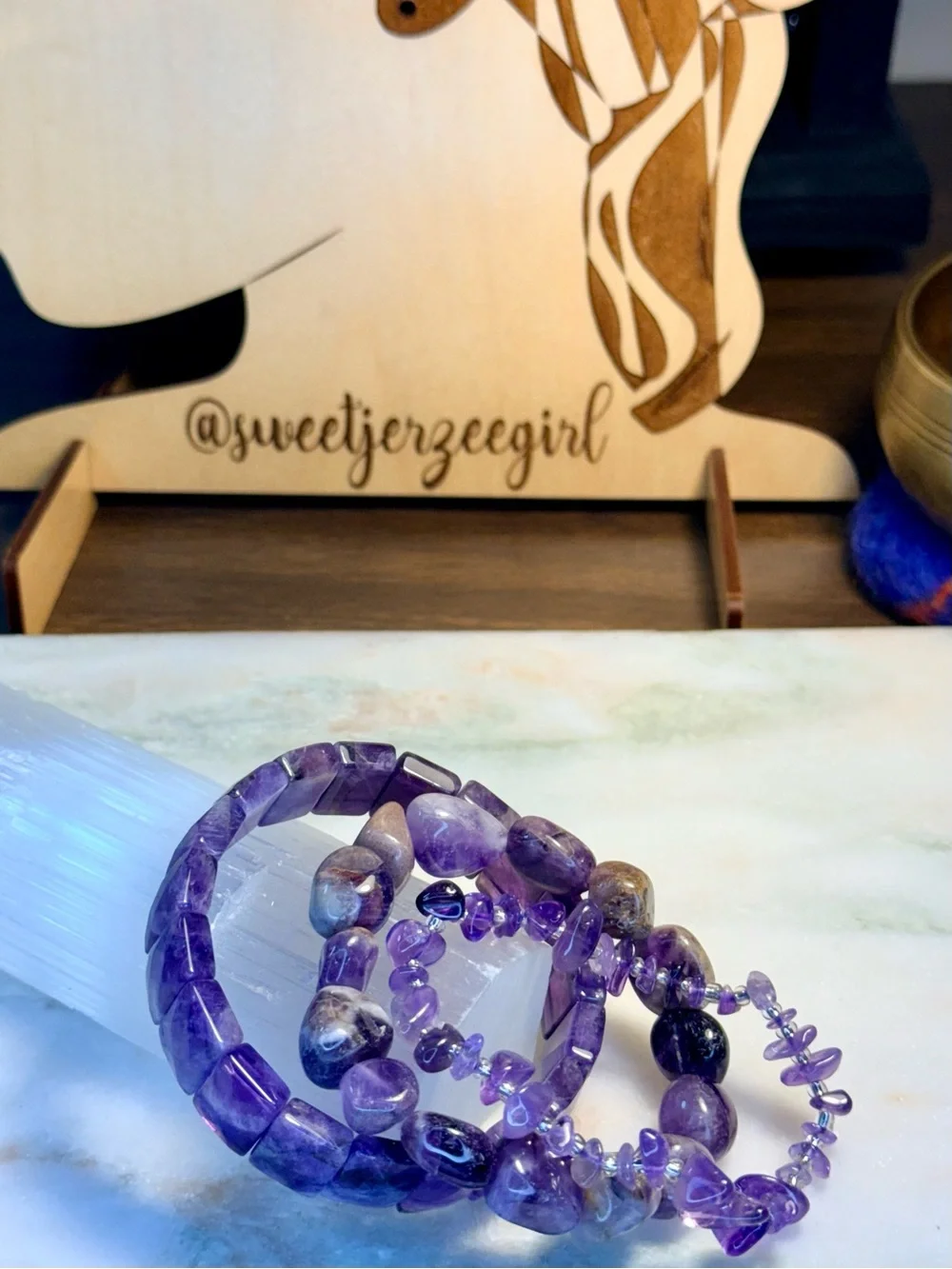 Purple Amethyst Stone of Spirituality Bracelet Stack Set